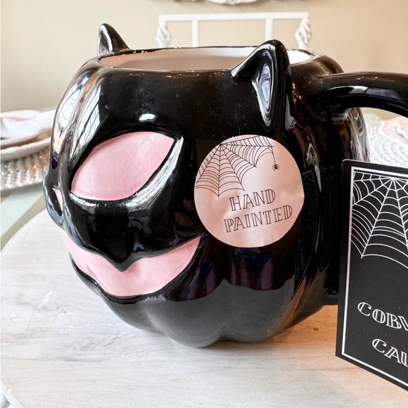 🖤 PINK + BLACK Halloween Spooky Cat Cobwebs & Cauldrons Mug NEW - Picture 5 of 7
